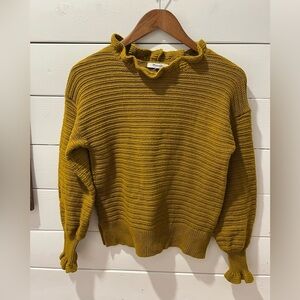 📍 MADEWELL Mustard Ribbed Knit Sweater – Size S